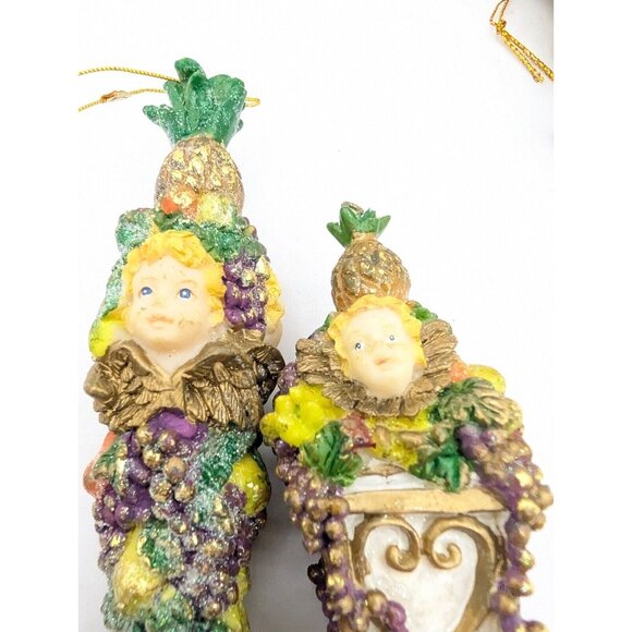 Christmas ornaments Topiary Fruit French Sparkle Cherubs Set Of 3 READ - Picture 10 of 12